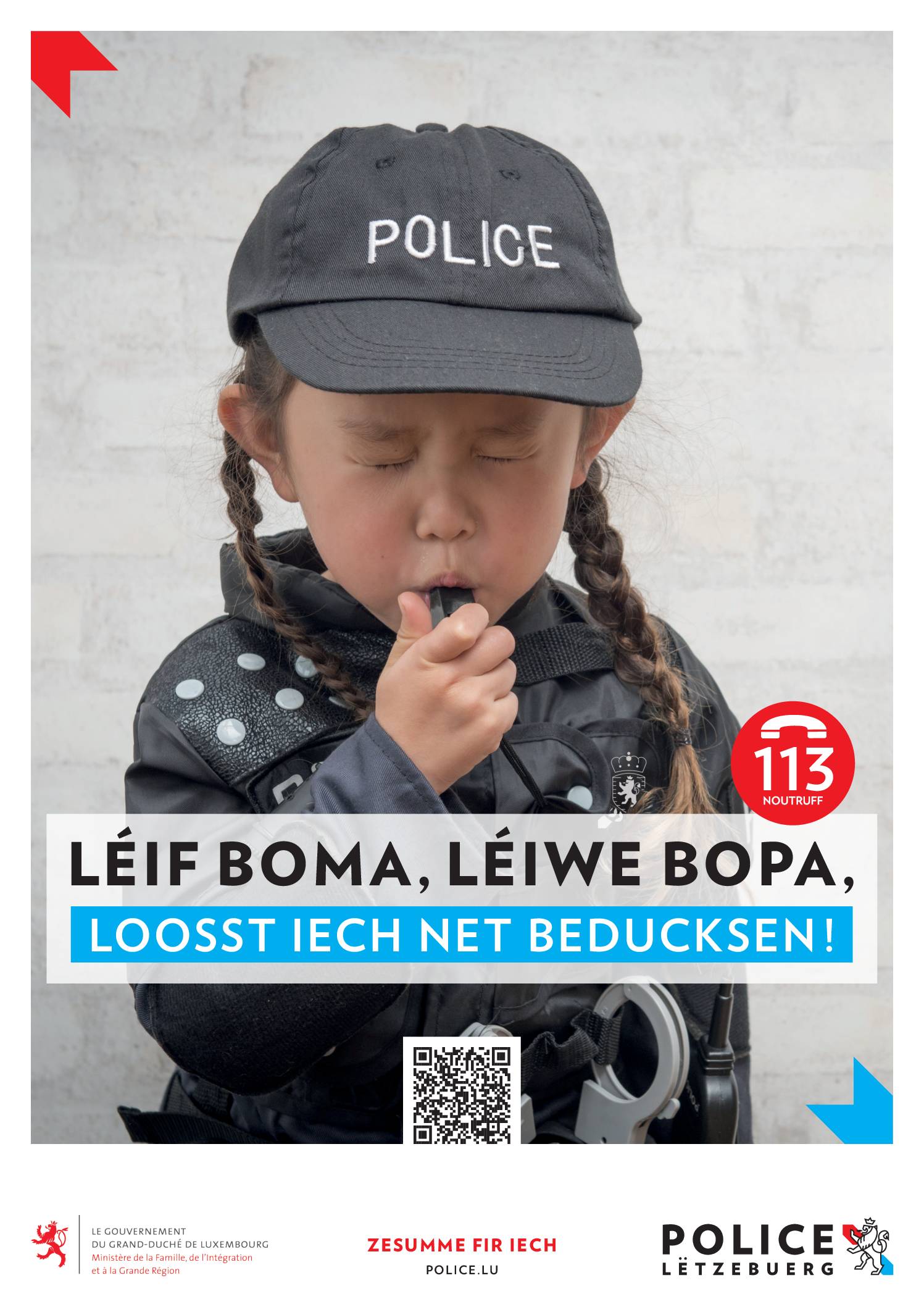 Campagne Police Lëtzebuerg: Léif Boma, léiwe Bopa, loosst Iech net bedrucksen
