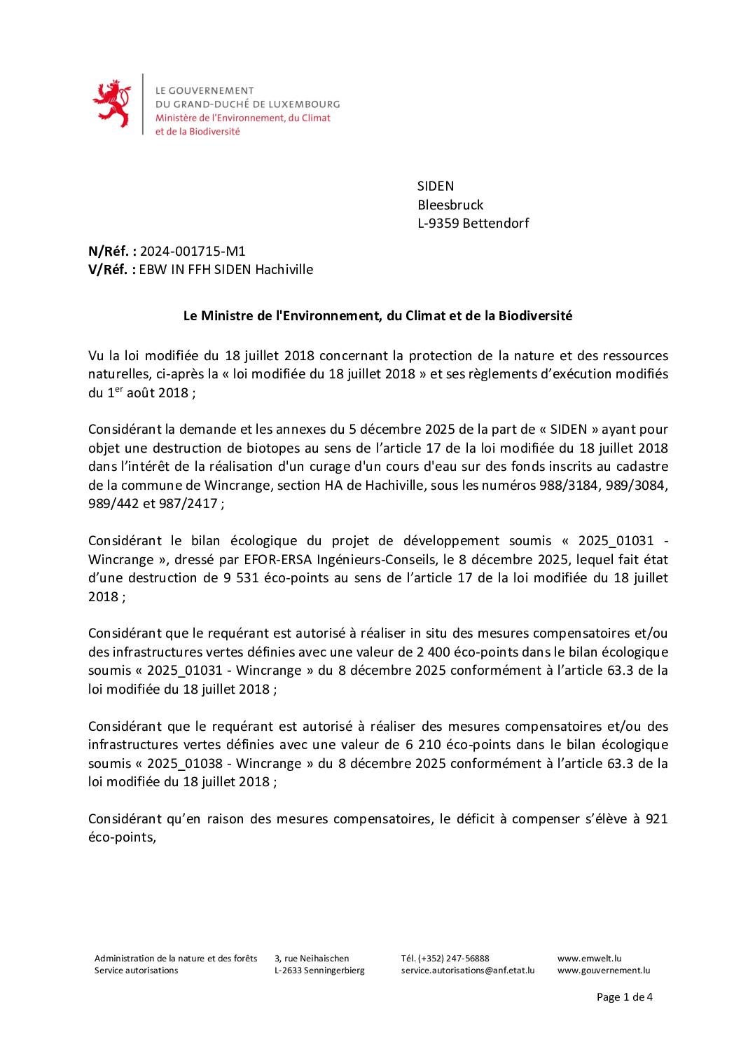 Autorisation: réalisation d’un curage d’un cours d’eau à Hachiville