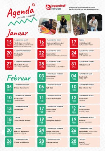 Jugendtreff Norden: agenda janvier à avril 2026