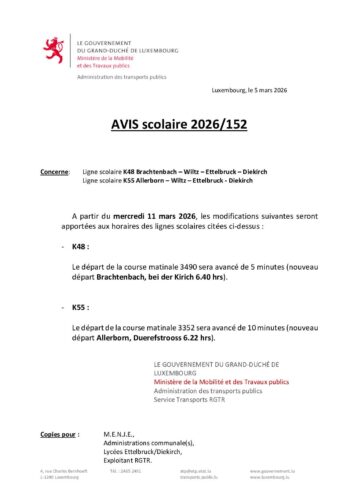 RGTR: modifications sur les lignes K48 et K55