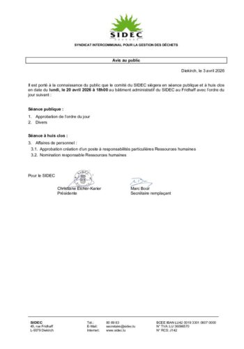 SIDEC: convocation à la réunion du comité