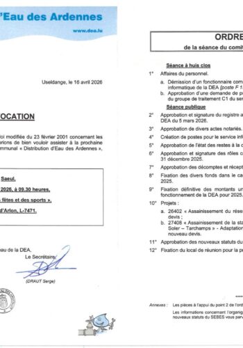 DEA: convocation à la réunion du comité