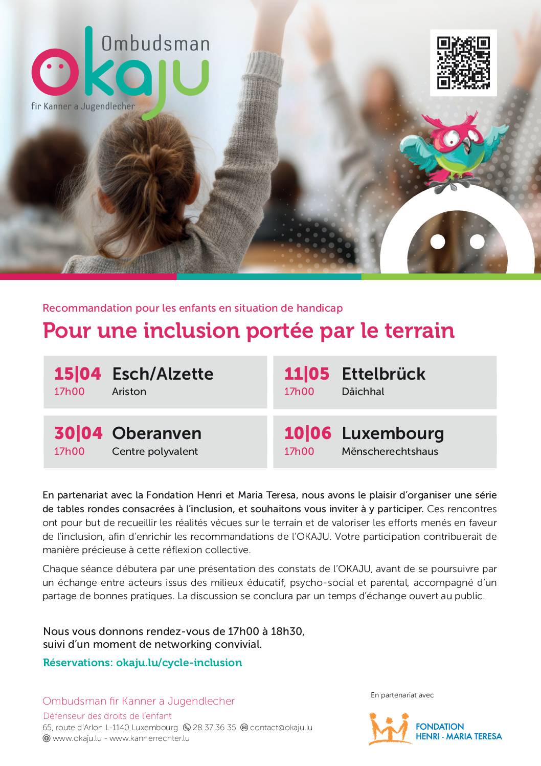 OKAJU (Ombudsman): conférences “Pour une inclusion portée par le terrain”