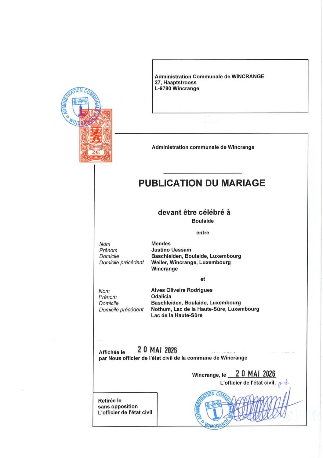 Mariage Mendes – Alves Oliveira Rodrigues