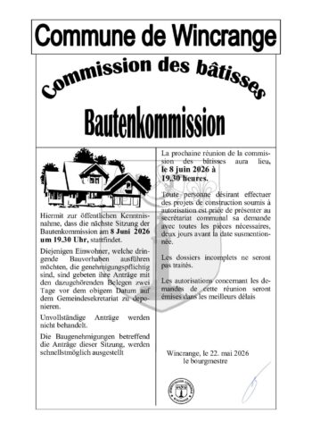 Commission des bâtisses - 08 juin 2026