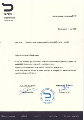 SIDEN: annulation de la convocation à la réunion du comité