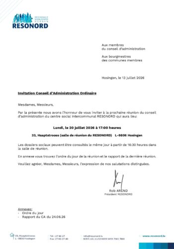 Resonord: convocation à la réunion du comité