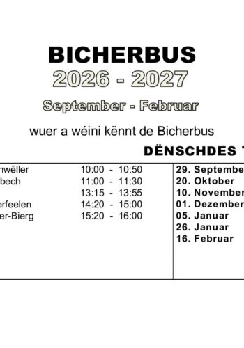 Bicherbus: programme de septembre 2026 à février 2027 (tour T06 et T11)