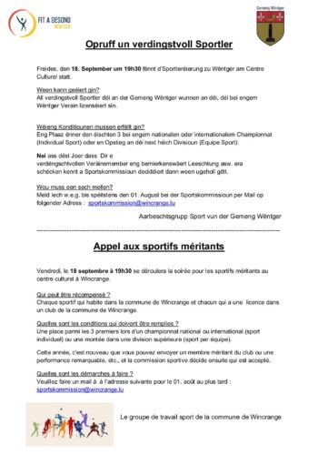 Fit a Gesond Wëntger: appel aux sportifs méritants