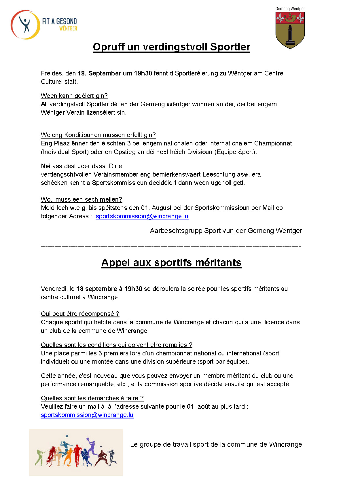 Opruff un verdingstvoll Sportler
