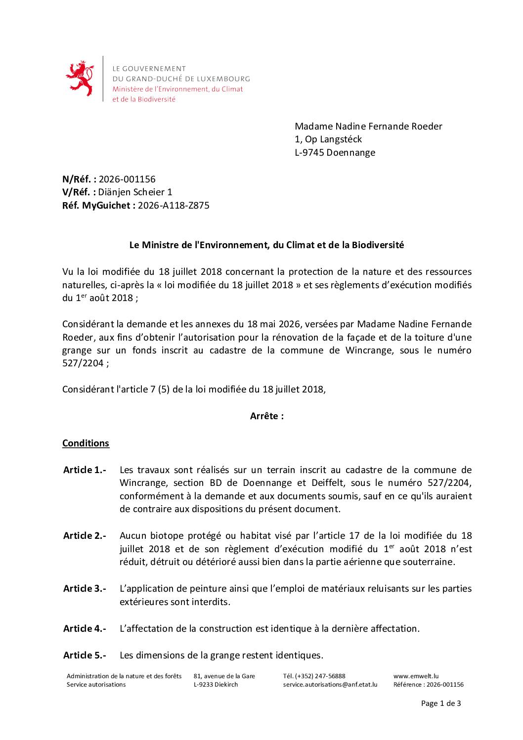 Autorisation: rénovation de la façade et de la toiture d&rsquo;une grange