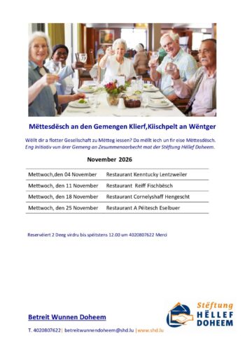Mëttesdesch: programme de novembre à décembre 2026