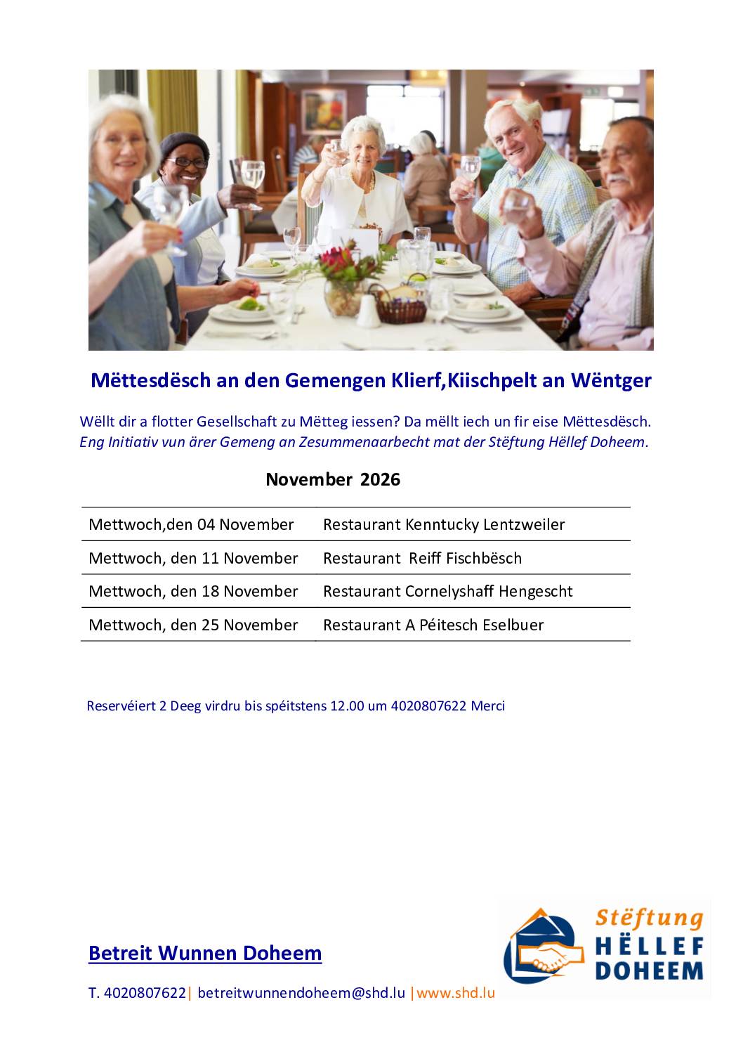 Mëttesdesch: programme de novembre à décembre 2026