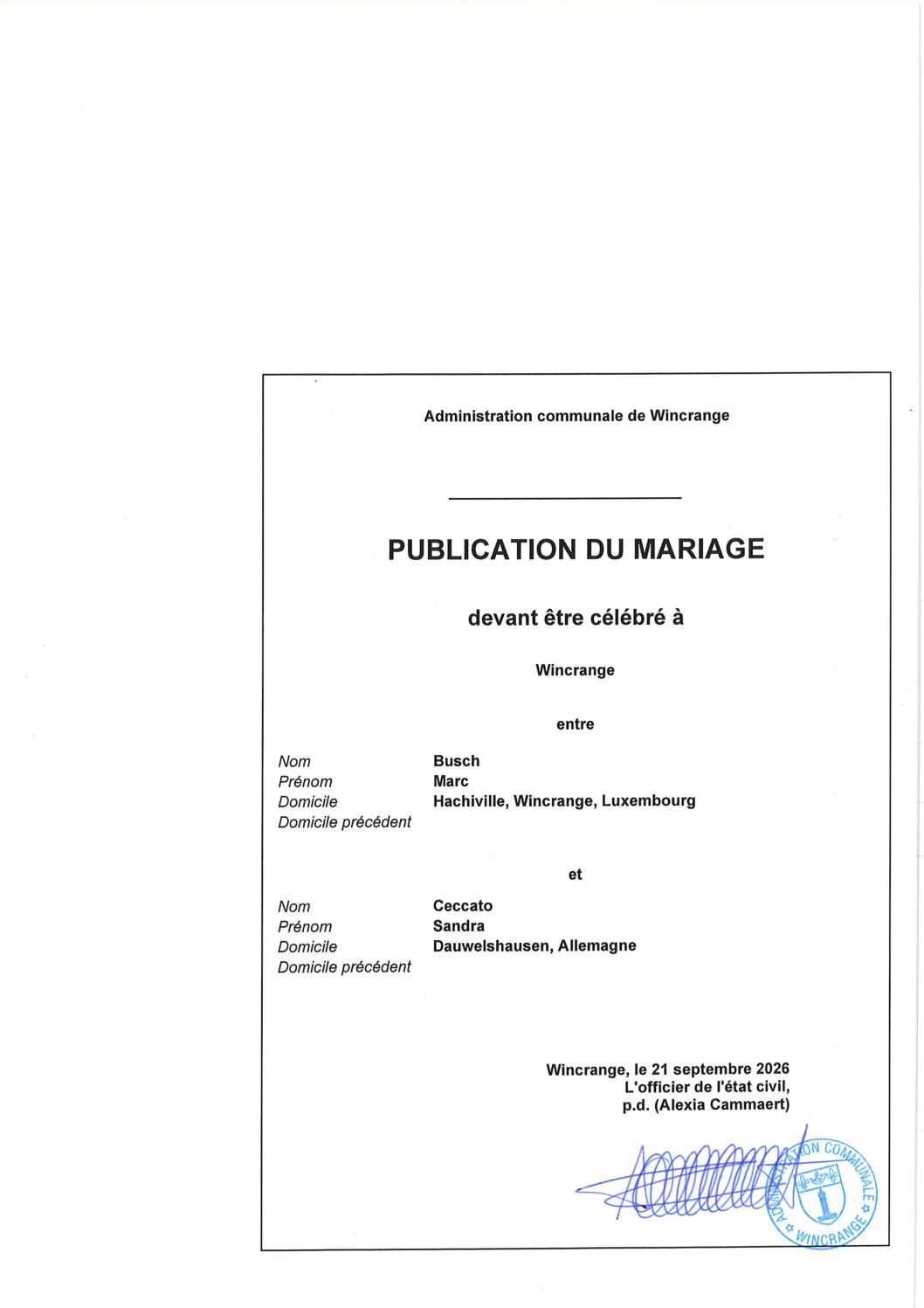 Mariage Busch – Ceccato