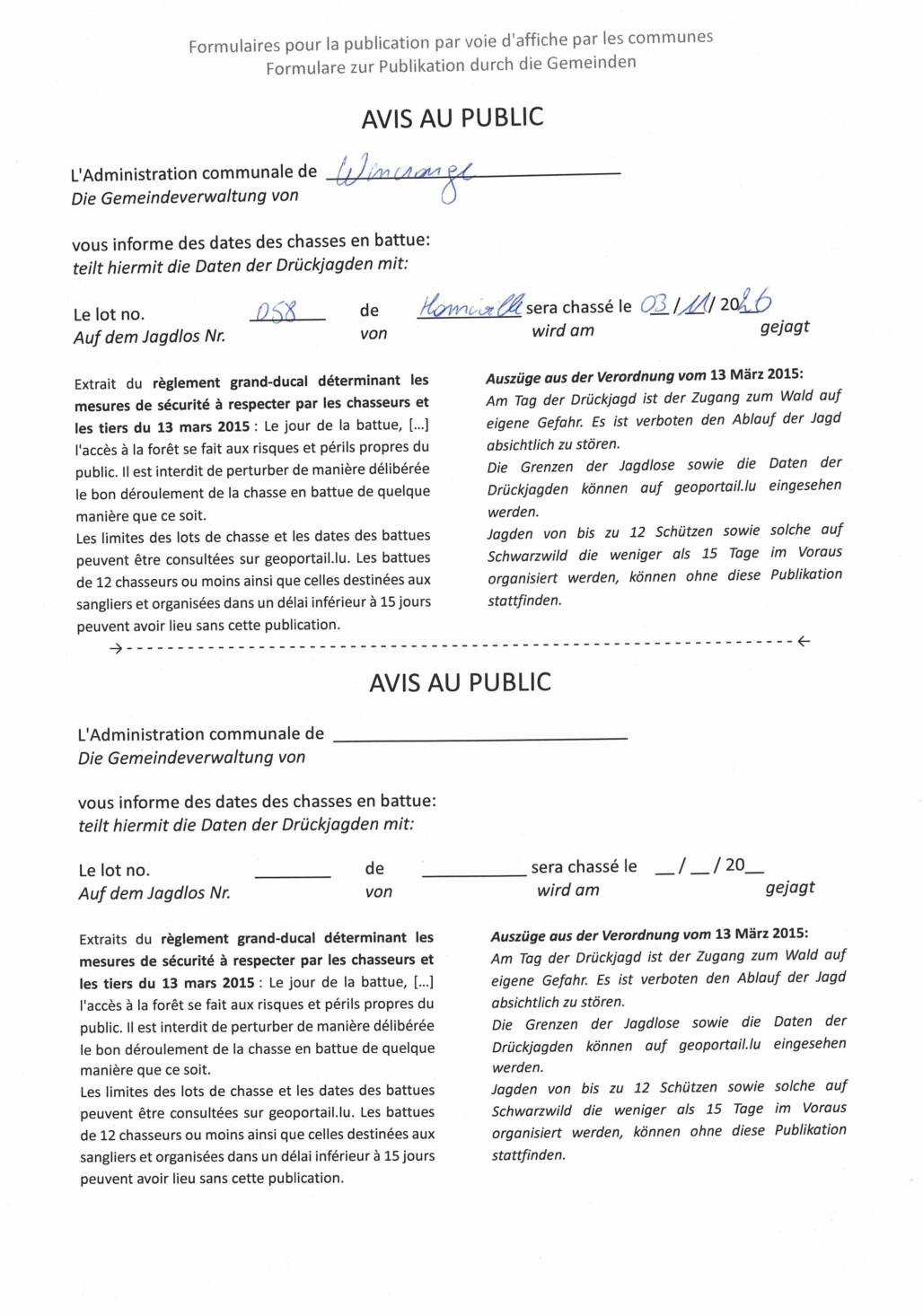 Chasse en battue lot 58 – 03 novembre 2026