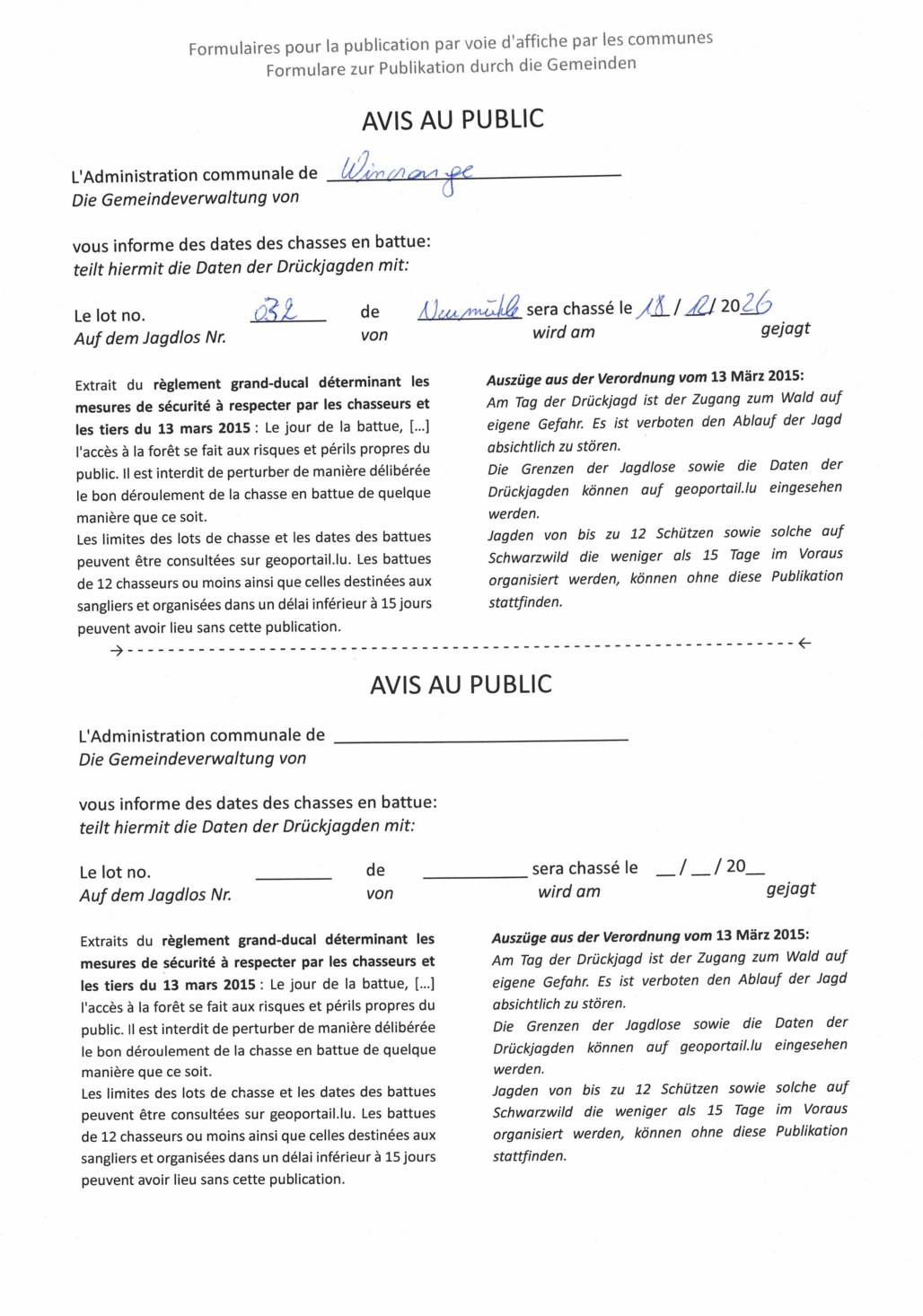 Chasse en battue lot 32 – 18 décembre 2026