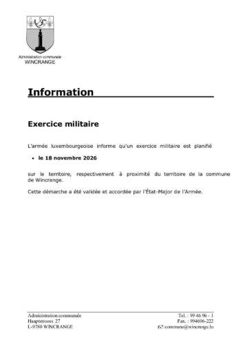 Exercices militaires - 18 novembre 2026