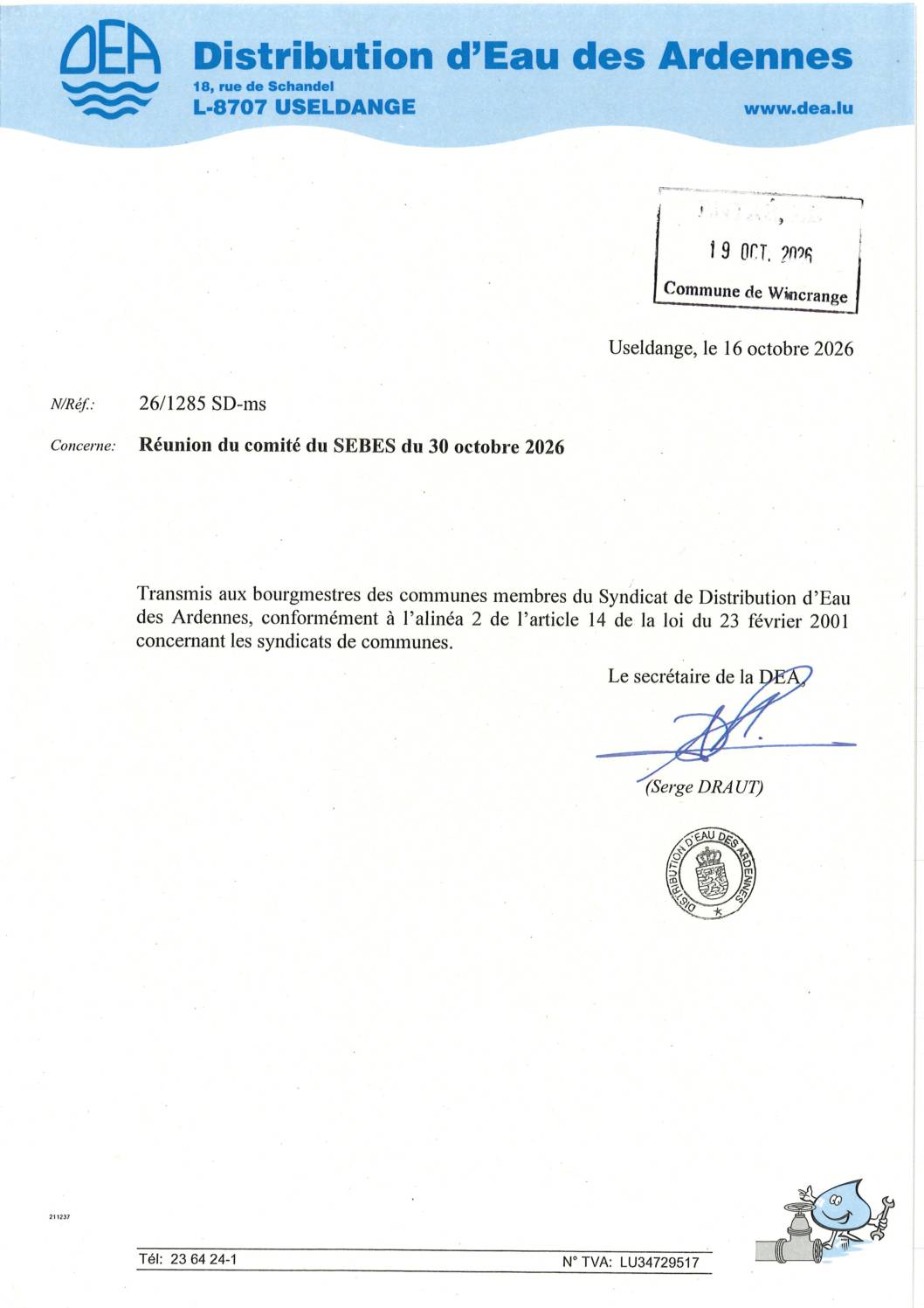 SEBES: convocation à la réunion du comité