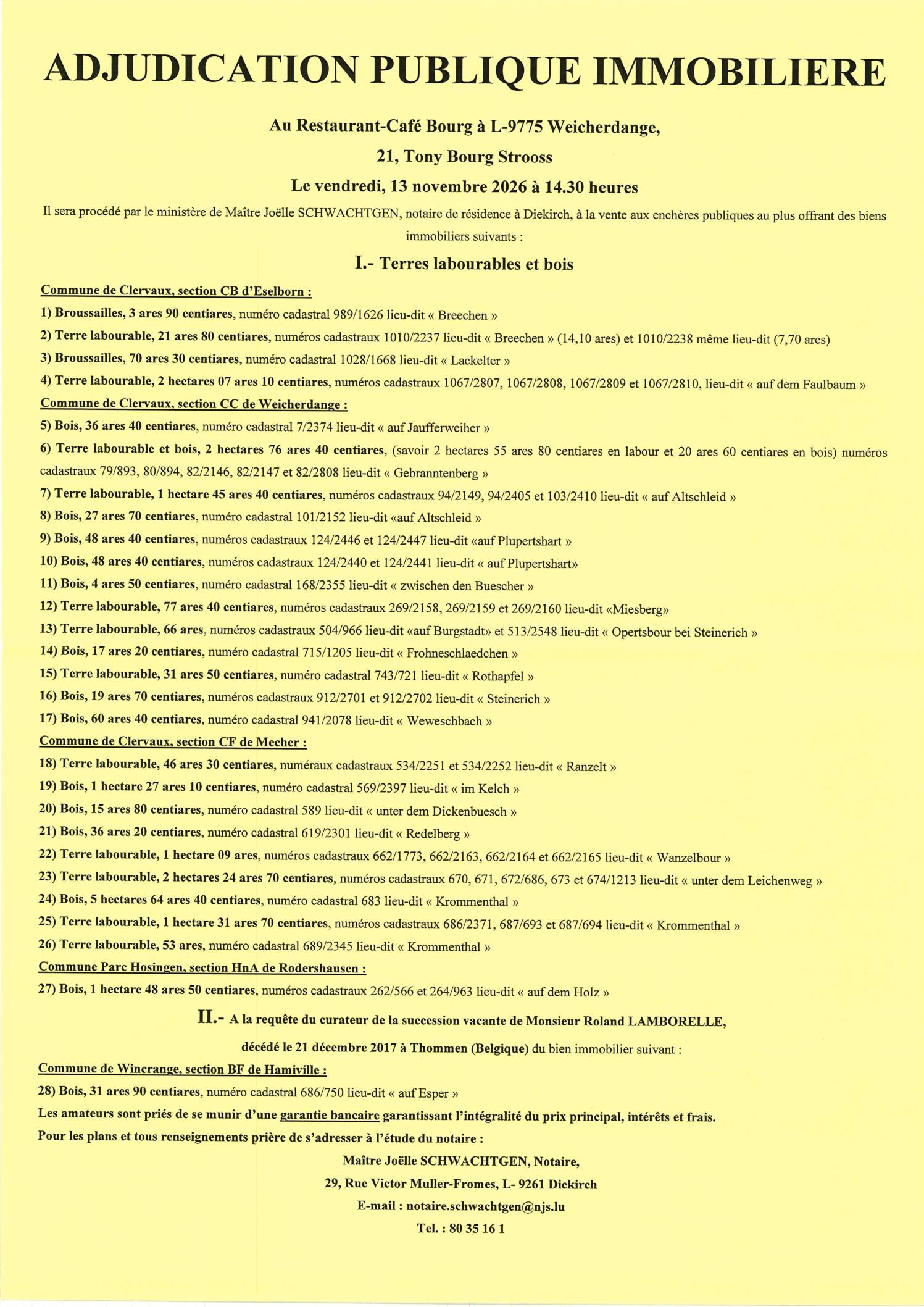 Adjudication publique immobilière