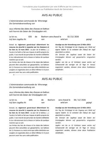 Chasse en battue lot 35 - 02 novembre & 06 décembre 2026